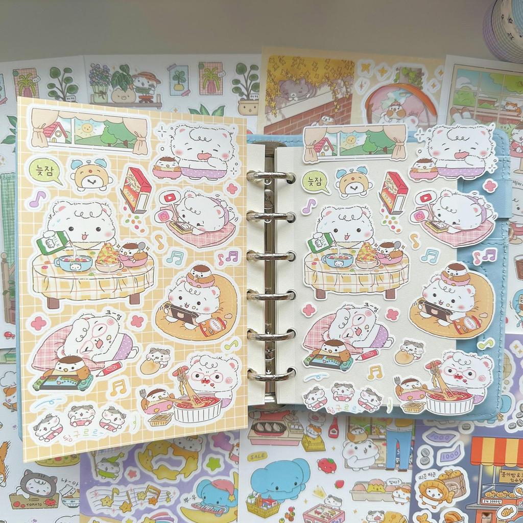 Cute Fluffy Hamster Cartoon Animal Stickers for DIY Journals & Diaries