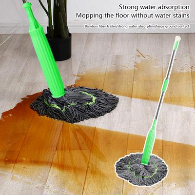 Mop With Self-Twisting Systerms Long Handle Easy Squeeze Microfiber Mop For Bathroom