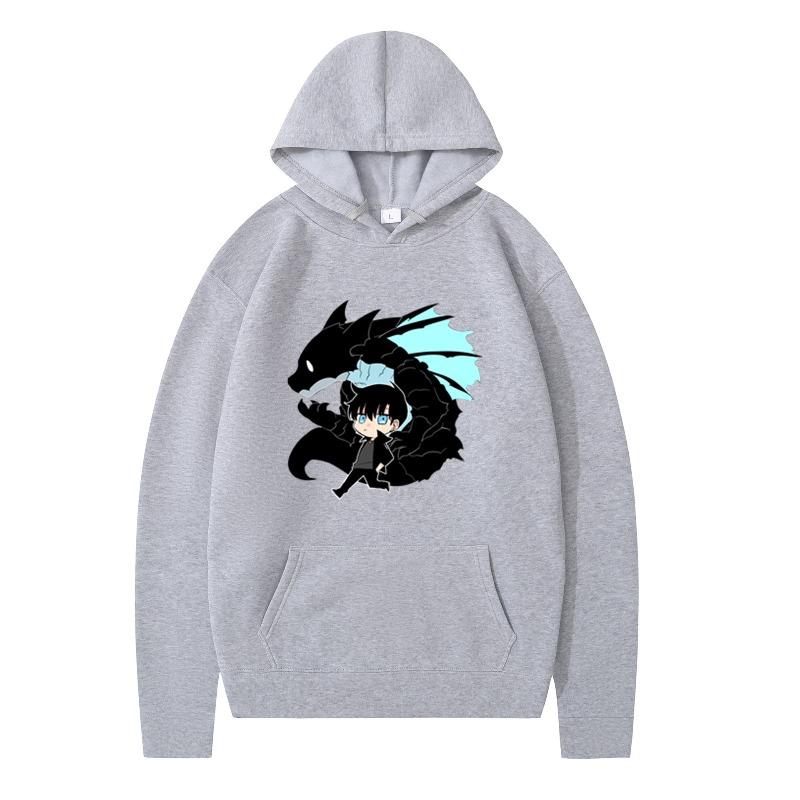 

Новая модная толстовка с капюшоном для мальчиков, черная куртка с длинным рукавом и принтом дракона, теплая, свободная, зимняя худи XXXL светло-серый