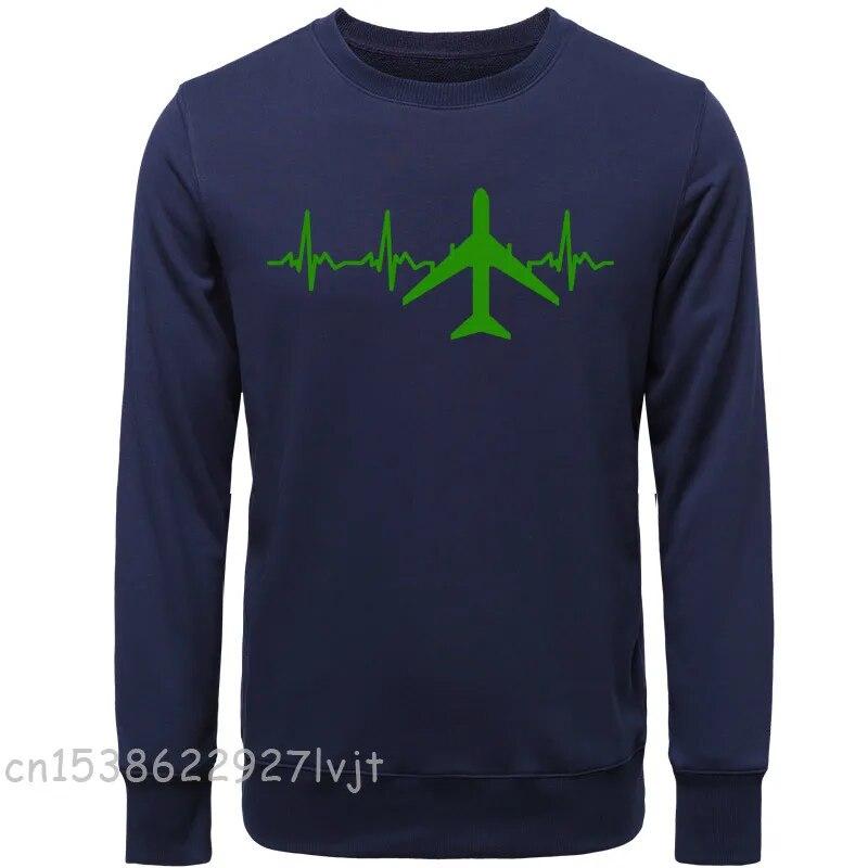 Новые толстовки с капюшоном с принтом «Сердцебиение самолета» с длинным рукавом унисекс Camisa Streetwear O-образным вырезом Свободный пуловер с капюшоном Хлопковая толстовка с капюшоном унисекс L