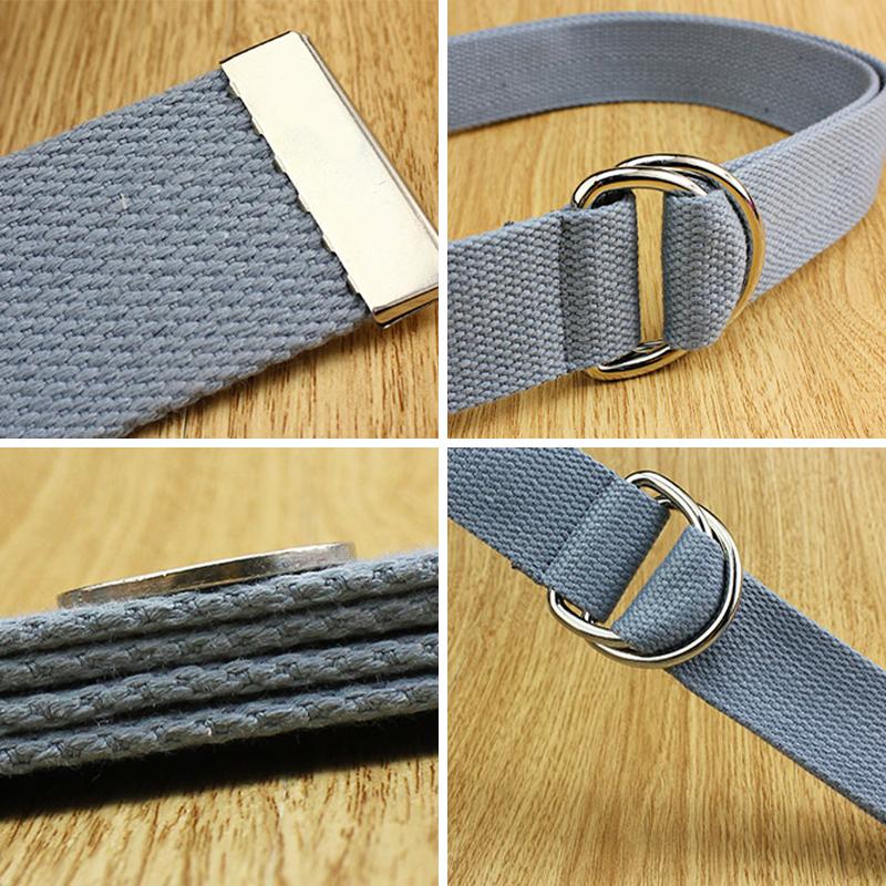 1Pc Nylon/Alloy Casual Solid Color Fashion Double D-ring Buckle Wide Belt Men/Women Jeans