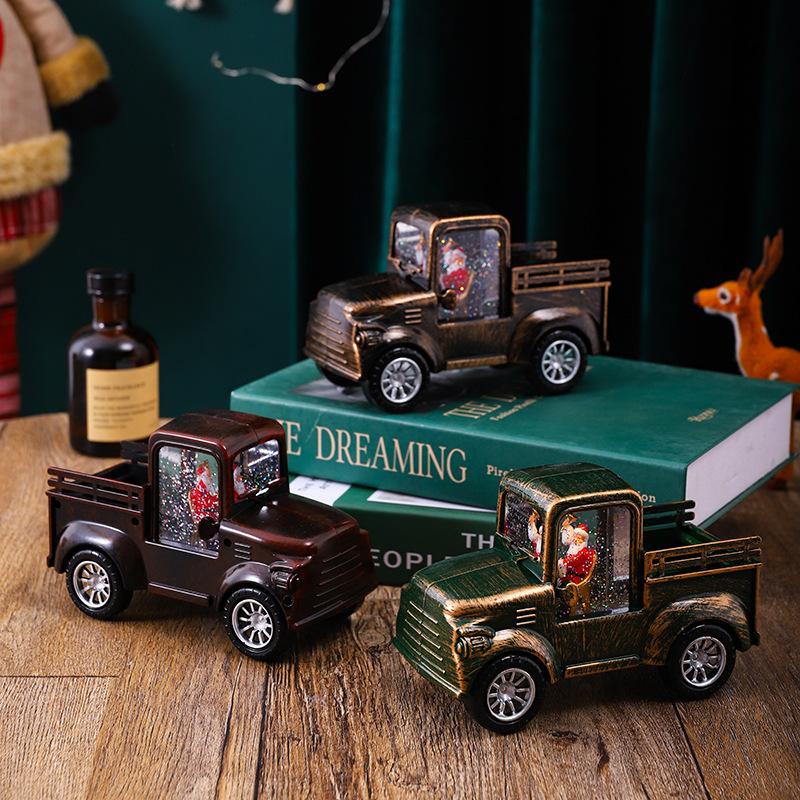 Christmas Decoration Santa Claus Driving Car Water Filled Wind Light LED Night Light Festive Gift Window Display Ornament home