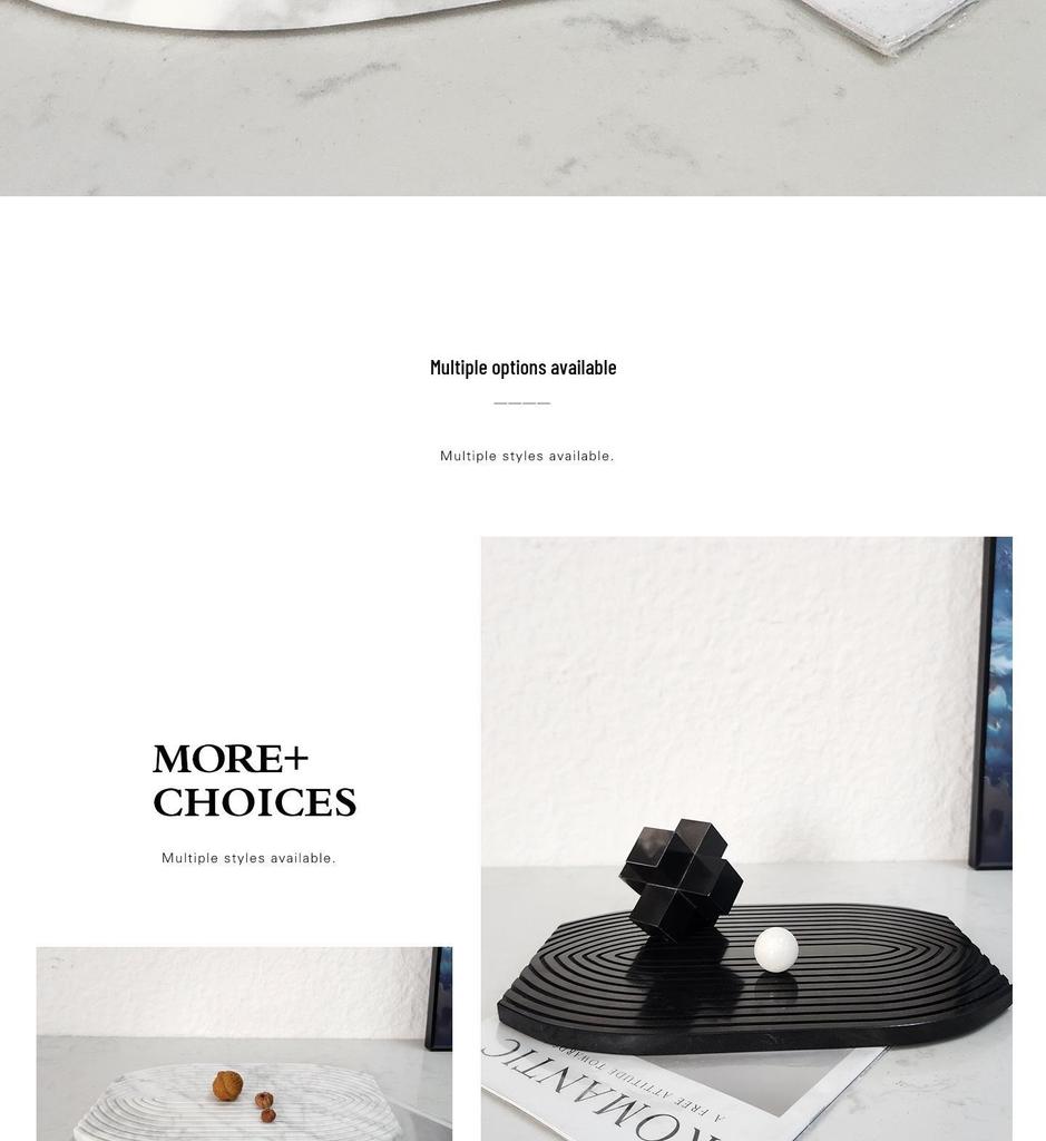 Modern Marble Tray Ornament for Living Room, Bedroom, and Hotel Décor