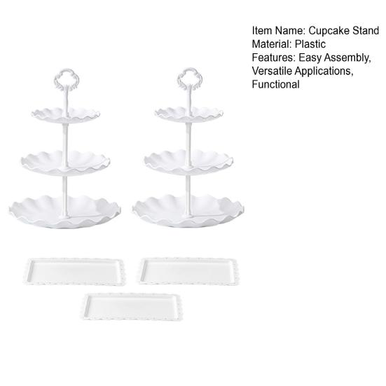 3-Tier Cupcake Stands with Dessert Trays Table Display Candy Cake Tiered Tray Treats Favors Serving Trays for Tea Party Wedding Baby Shower