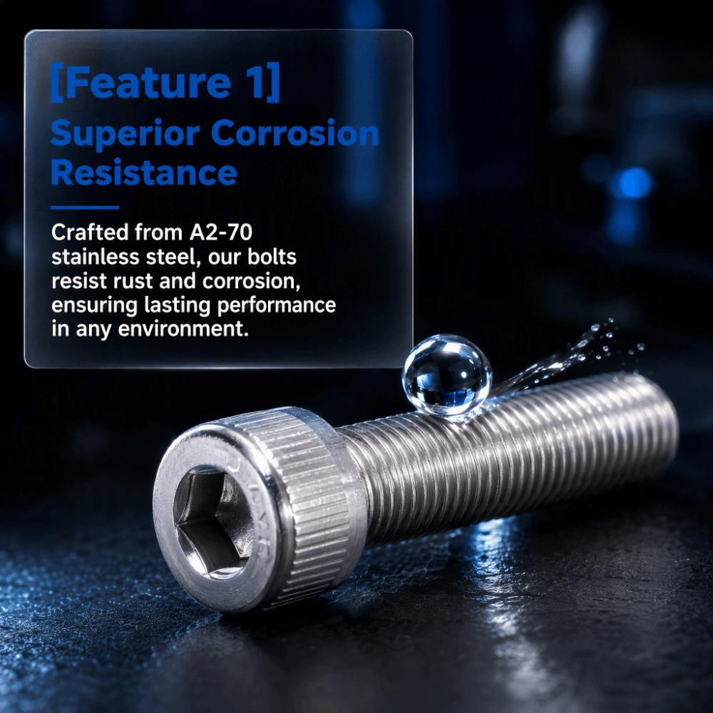 4PCS Bright Finish Hex Bolt Fine Pitch 1.25mm Machine Fastener Allen Head Bolt For Construction
