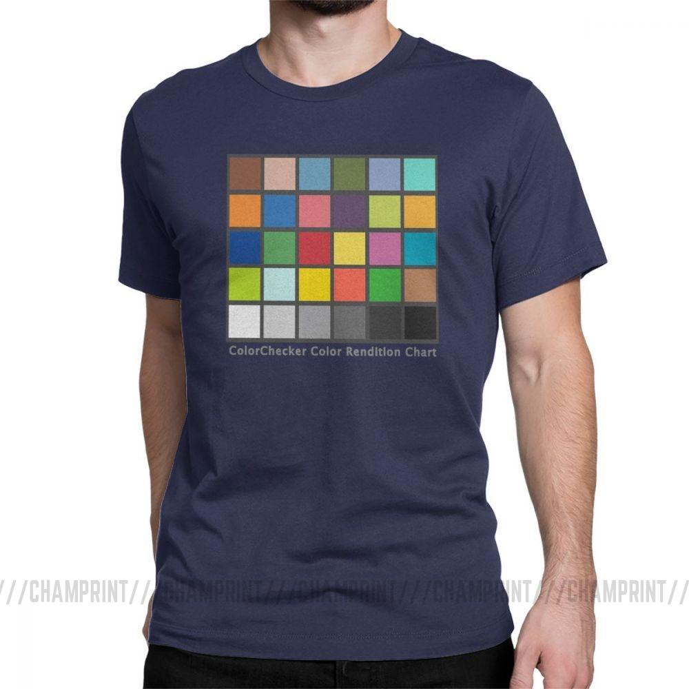 Herren Color Checker Tabelle T-Shirt Vintage Baumwolle T-Shirt Kurzarm Fotograf T-Shirt Rund