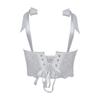 Spitzen-Schleifenband Korsett-Oberteil durchsichtiges Netz Bustier Crop-Top mit Stäbchen für Damen