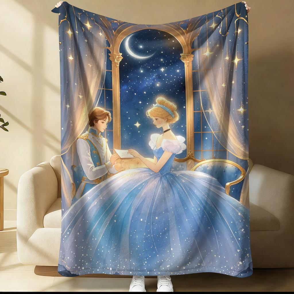 Disney Cinderella Princess Flannel Blanket Dreamy Pumpkin Carriage For Kids Room Nap Throw Blanket Ideal Gift for Friend