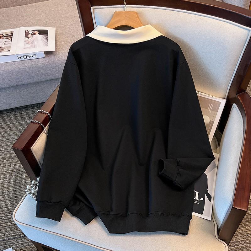 Plus Size 200-350 Jin Loose Autumn Lapel Hoodie, Bust 150/160, Style 5003