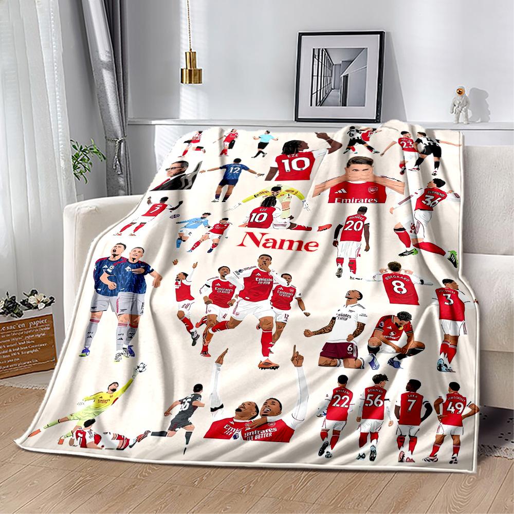 Coperta con Stemma del Football Club Arsenal Testo Personalizzabile Coperta Accogliente Personalizzata Morbida Calda Accogliente Perfetta per Ufficio Picnic Riposo Biancheria da Letto per Tutte le Occasioni