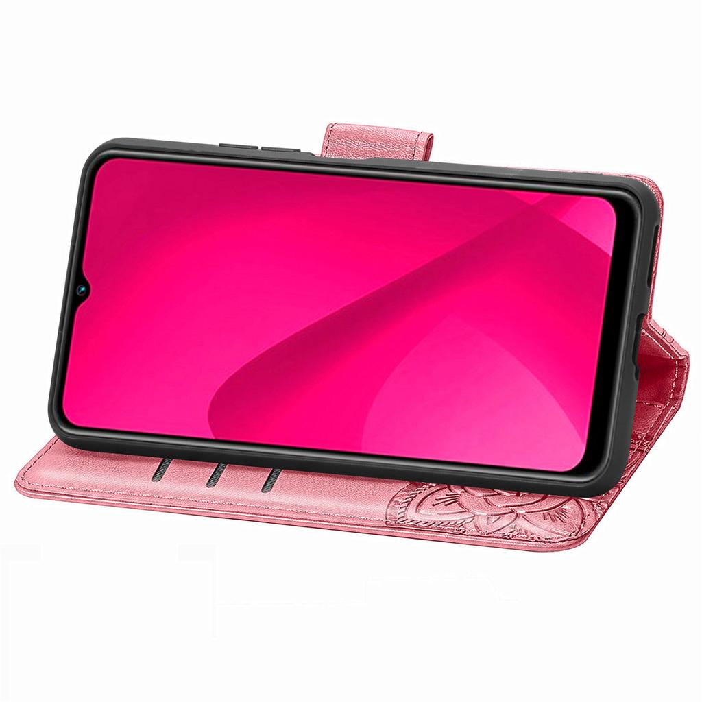 For T-Mobile REVVL 7 Case Butterfly Flower Leather Phone Cover Stand Credit Card Holder