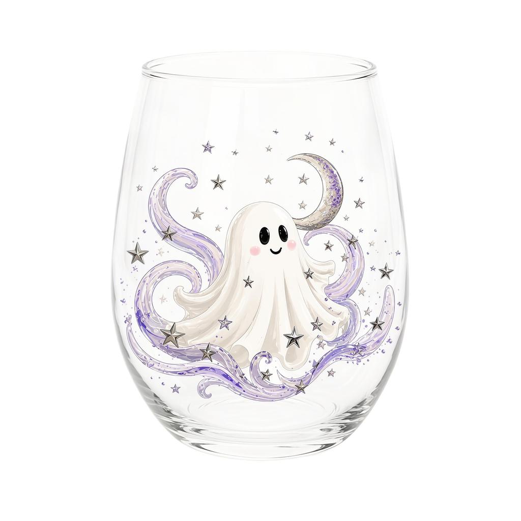 2D Halloween Artisan Glassware Collection, Drinking Glasses with Raised Pumpkin Ghost Black Cat Web Design, Spooky Clear Cups for Cocktails Juice