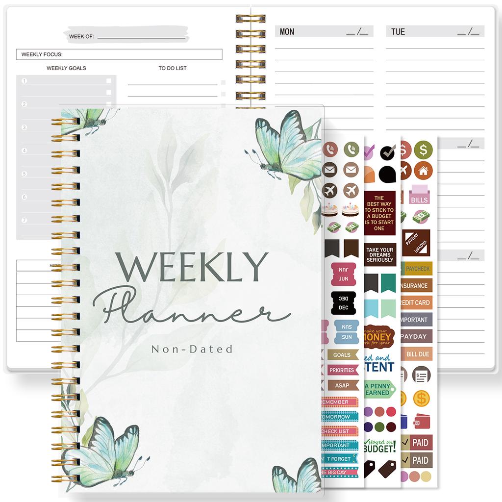 Undated Weekly Planner Spiral Notebook With Habit Tracker To Do List Goal Setting Stickers For Work School