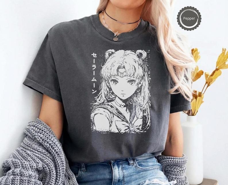 Anime Sailor Moon Retro Pattern Summer Cotton Tshirt for Both Men and Women Street Casual Trendy Shortsleeved Design