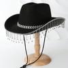 Soft Sweet Unisex Hat British Stylish Hat Rhinestones Fashionable Western Hat  for Parties and Weddings