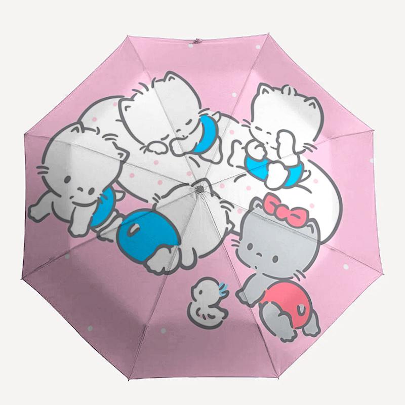 1pc Hello Kitty Automatic Opening/Closing Umbrella with Convenient Three-Fold Design, 8-Bone Iron Frame Outdoor Umbrella, Perfect Gift for Fans, Trave