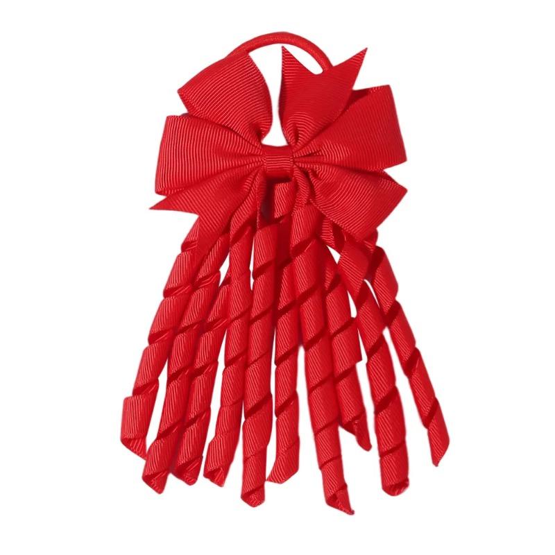Ribbon-Tassel Hairbands Popular Sweet Cute Rainbow Curly Ribbon Double Ponytail Holder Baby Girls Rubber Bands Hair Accessories