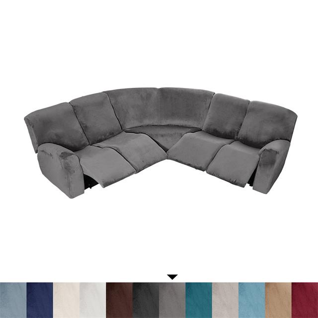 5 Seater Recliner Sofa Covers Stretch L Shape Sectional Sofa Slipcovers For Living Room Thicken Velvet Armchair Couch Covers