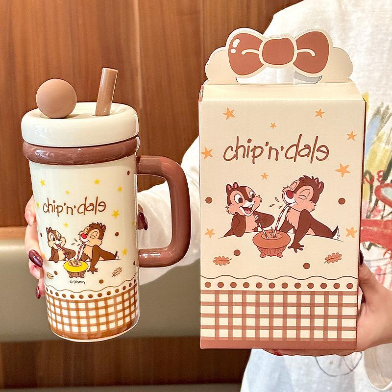 

Милая и ценная кружка Винни-Пуха Бингба, керамическая кружка большой вместимости для пары, соломенная чашка для воды, женский подарок на день рождения 401-500ml