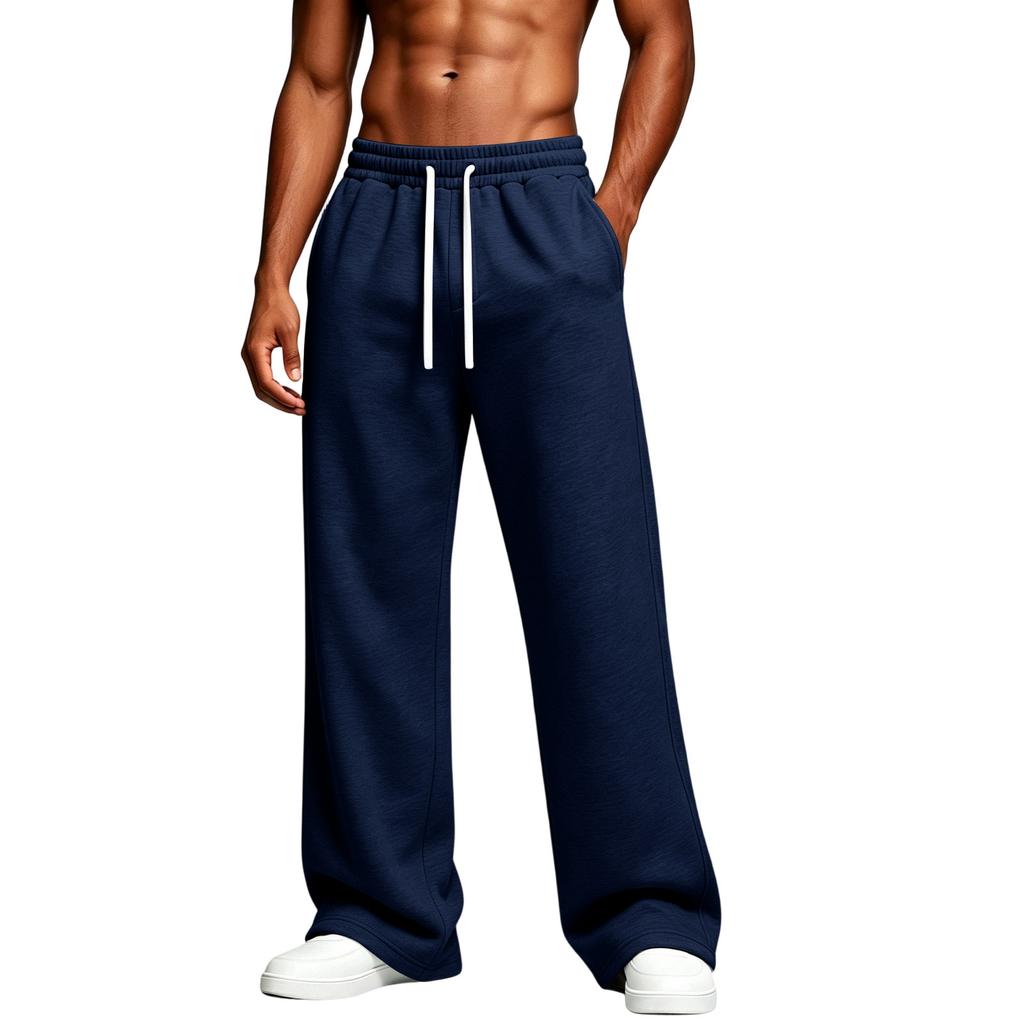 Men's Casual Color Loose Fit Sweatpants with Elastic Waist Straight Leg