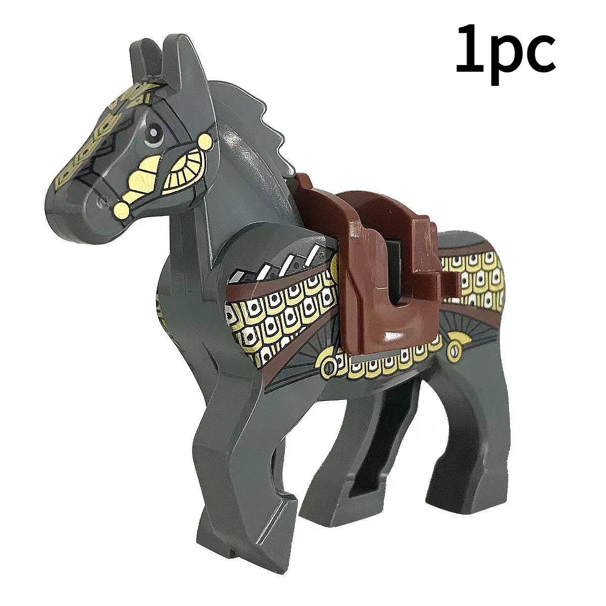 

1pc Vintage War Horse Statue with Ornate Saddle Bag - Vintage Style Static Scene Model for Home Decor, Architectural Theme