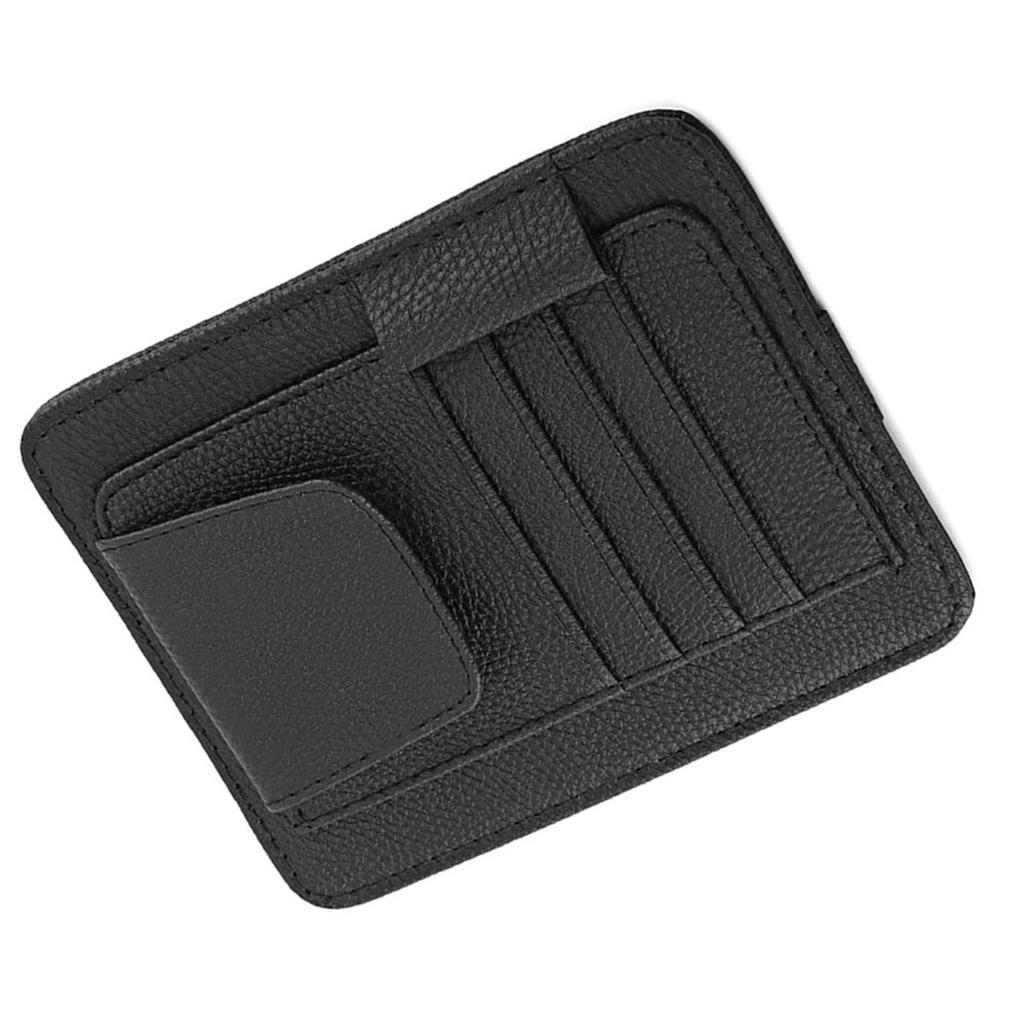 Auto Car Sun Visor Organizer Pouch Bag Card Storage Glasses Holder Clip Black