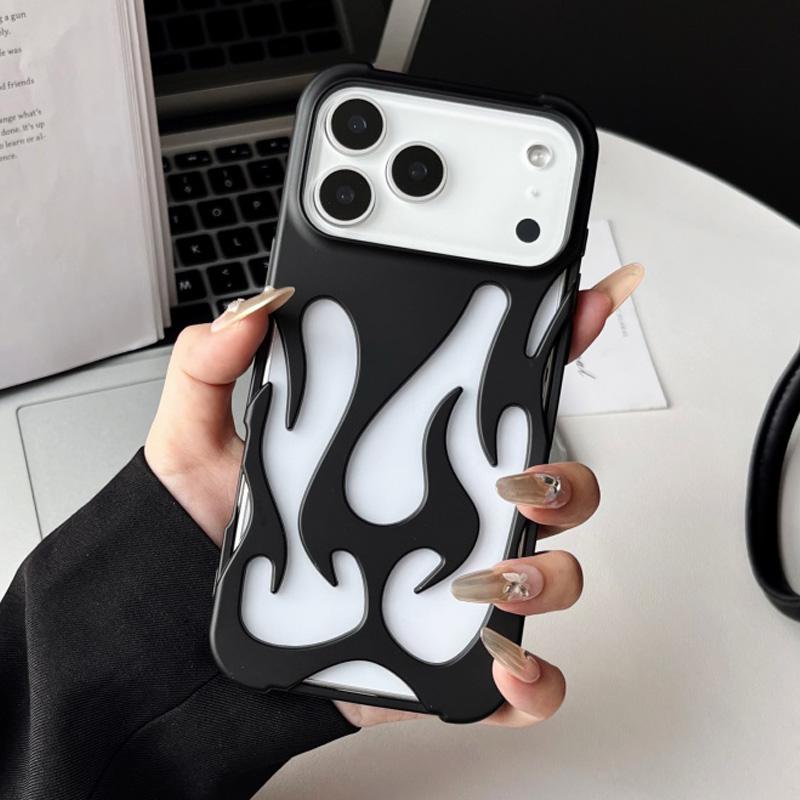 For For Iphone 17 16 Pro Max Cases for For Iphone 11 12 13 14 1 Plus Air Cover Plating Hollow Flame Pattern Silicone Shockproof Coque