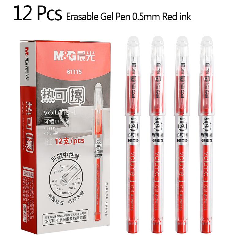M&G 6/12 Pcs Hot Erasable Gel Pen 0.5mm Black & Red & Blue & Crystal Blue Heat Erasable Ink Back to School Office Stationery