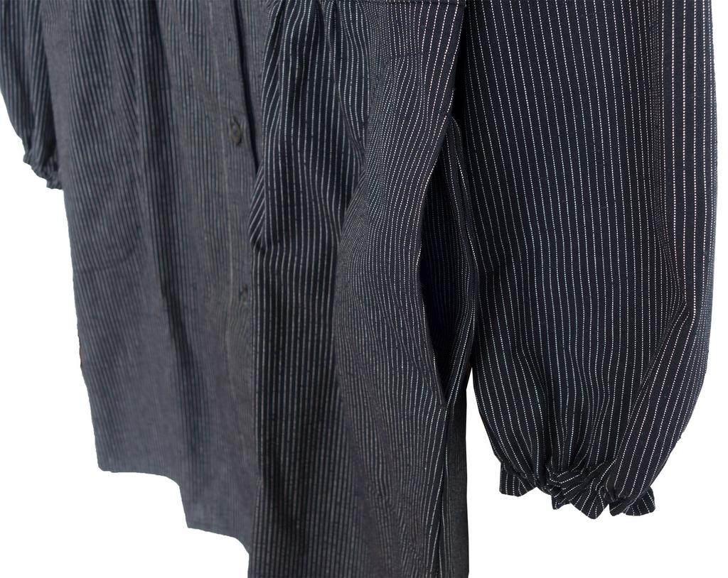 Watanosato Kurume Button Apron with Japanese Pattern (Free Size, Ultra-Thin White Stripes)