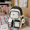 Spring New Student Backpack With Color Block Design And Nylon Material For School Use