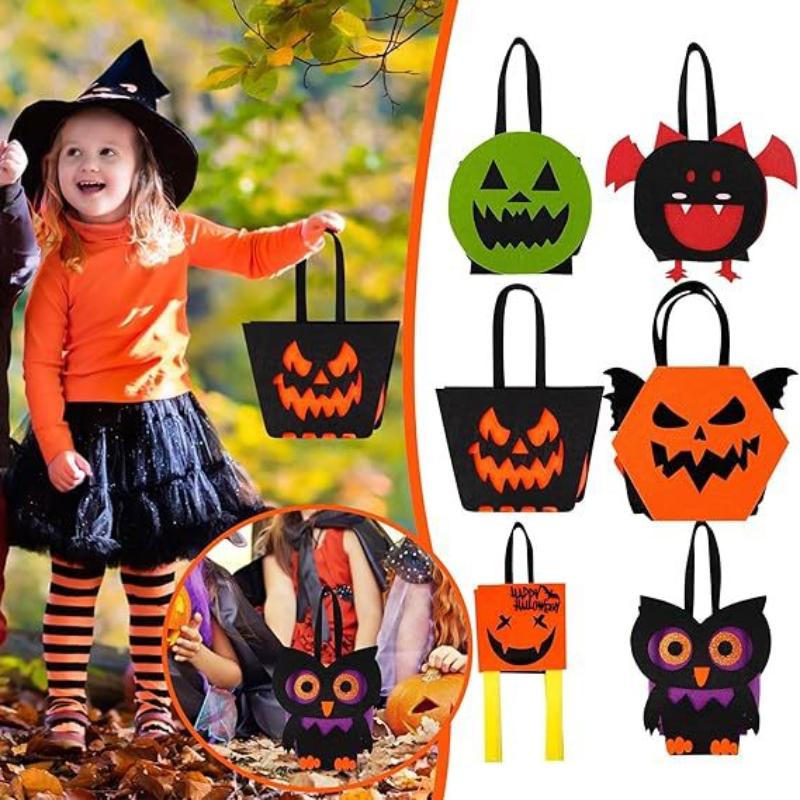 Halloween Felt Bat Owl Shaped Children'S Tote Bag Halloween Decor Small Candy Storage Bag Handbag Party Supplies For Kids Gift
