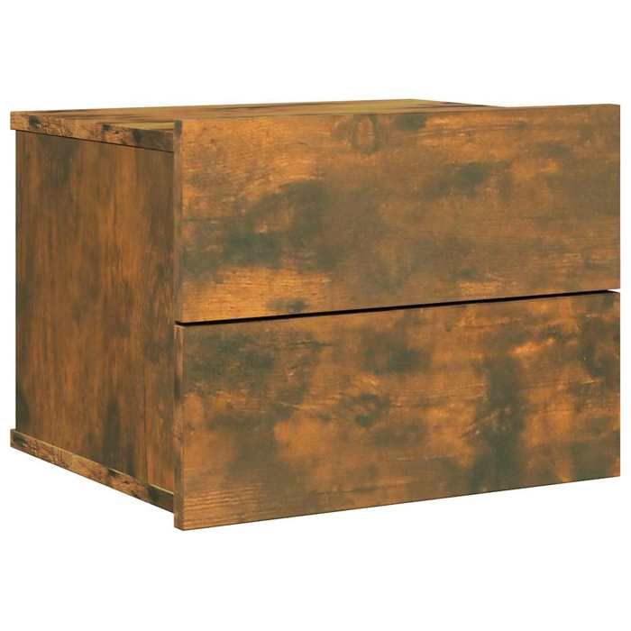 Table de chevet - Maison Exclusive - Chêne fumé - Bois d'ingénierie - 2 tiroirs mural