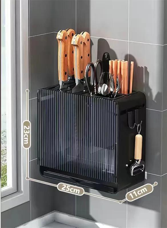 Knife Holder Multi-function Utensil Stand Knife Block Drainer Storage Box Spoon Fork Kitchen Organizer Rack for Cutlery Utensil