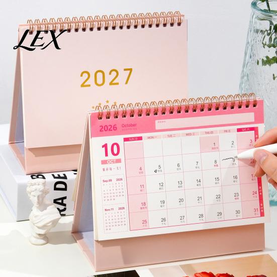 Monthly Organizer for Desk 2027 Calendar, Standing Flip Desktop Minimalist Gold Foil Cover Academic Year Calendar Planner, Thick Paper Note