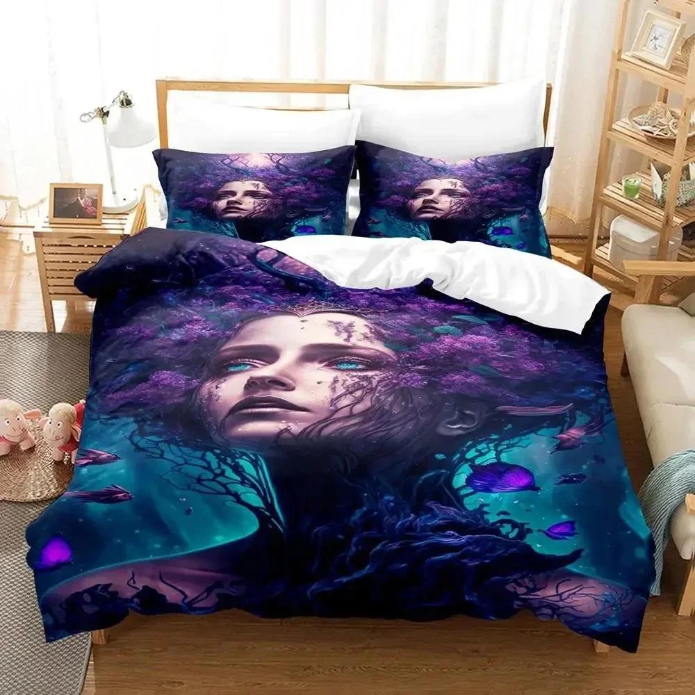 3D Mother Earth Blacklight Printed Bed Set Duvet Cover Pillowcase Bedding Set Bed Linen Sheet Quilt Cover Full Queen King Size