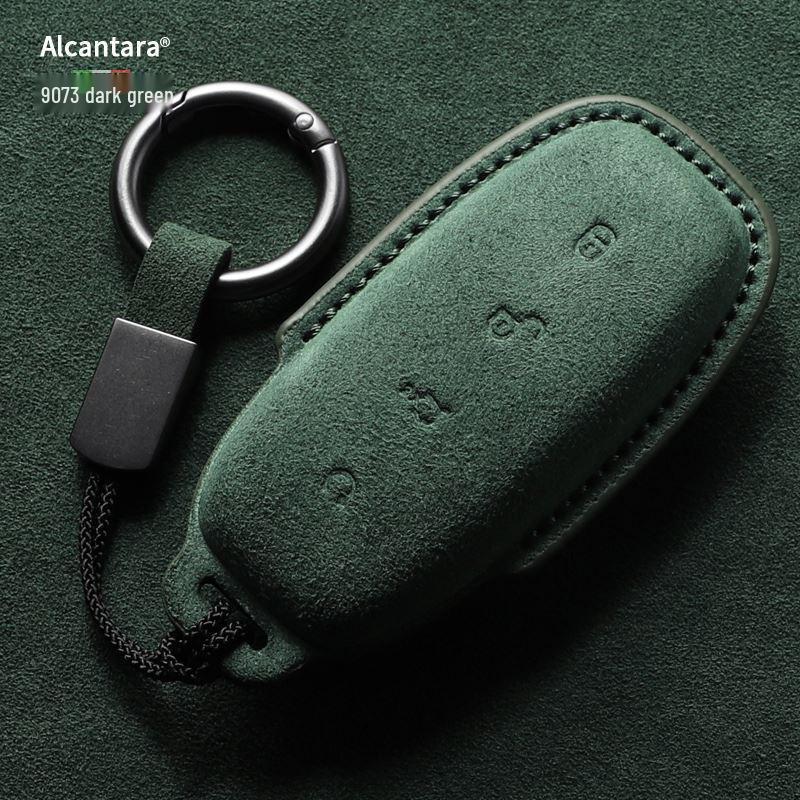 Full-Coverage Suede Key Case for BYD D9, N7, N8, and X with Side Snap Button