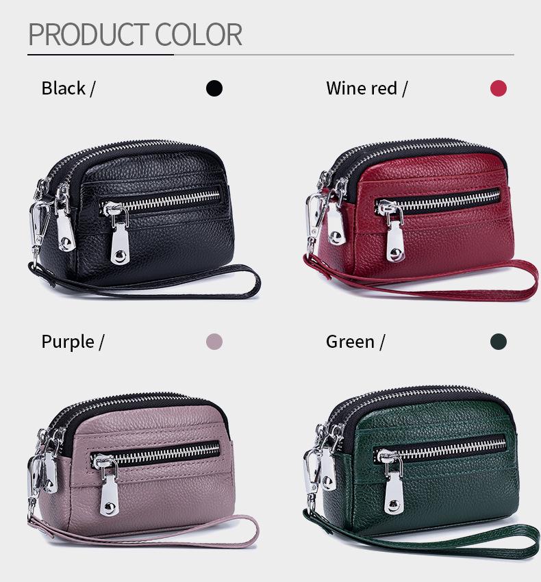 Women's Double Zipper Leather Clutch: Large Capacity Multifunctional Coin Purse & Small Handbag