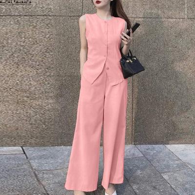 Summer Outfits Womens Tops and Wide Leg Pants Casual Two Piece Suit Set