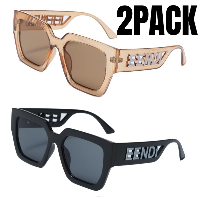 2PACK New Square Luxury Hollowed Oversized Punk Sunglasses Women Retro Square Sun Glasses Men Lady Outdoor Travel Glasses