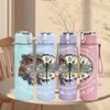 1PC Floral Dragonfly Vintage Round Art Print 750ml Portable Sports Water Bottle Leakproof Gym Outdoor Travel Drink Cup
