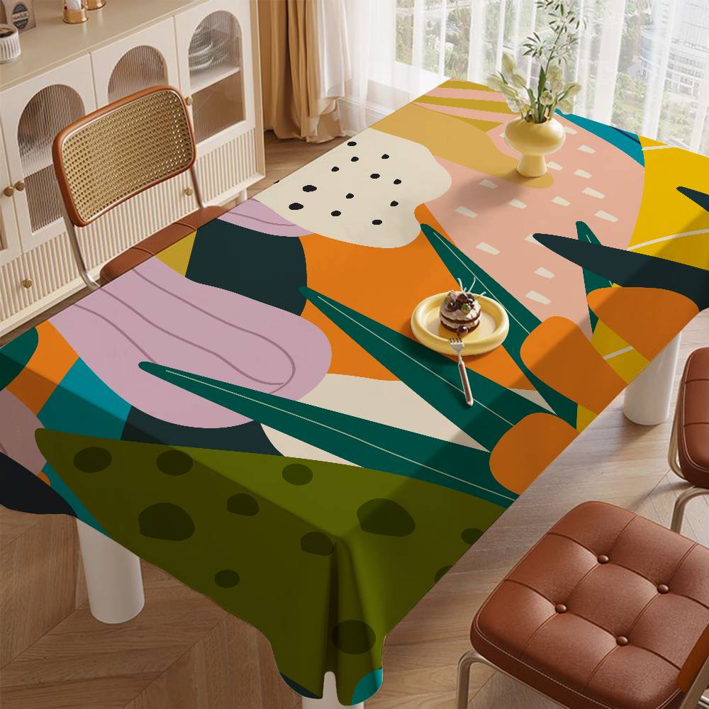 Artistic Abstract Pattern Rectangular Tablecloth - Stain-Resistant For Kitchen, Coffee Tables & Daily Use