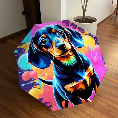 1pc Colorful Dachshund Artwork Umbrella with Plastic Handle,Suitable for All Seasons Home Travel Outdoor UmbrellaDD301