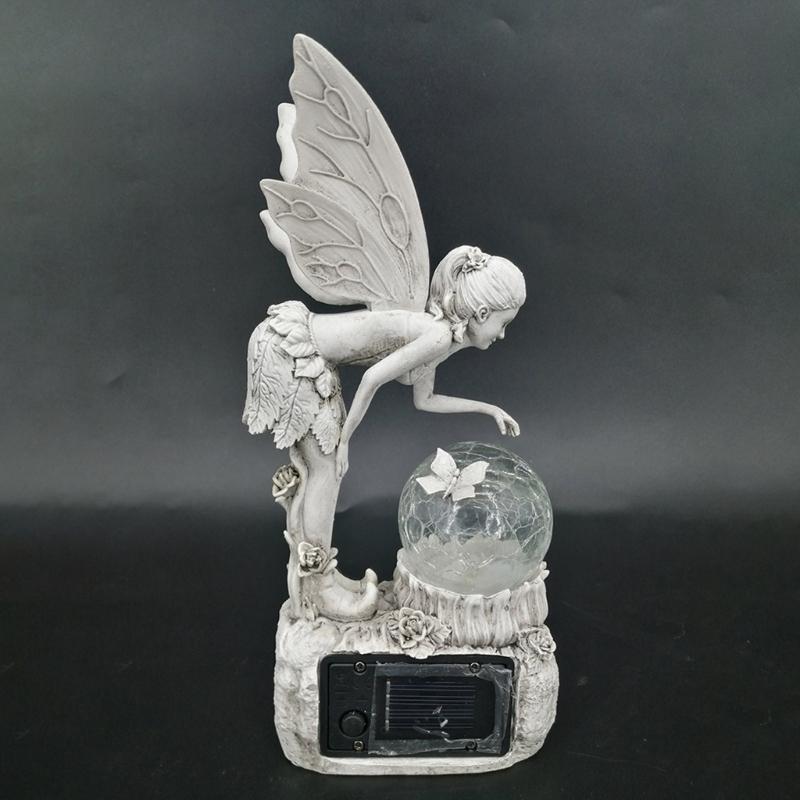 Angel Garden Figurine Outdoor Garden Statue Fairy Garden Figurine with LED Solar Light for Garden Lawn Yard Decoration