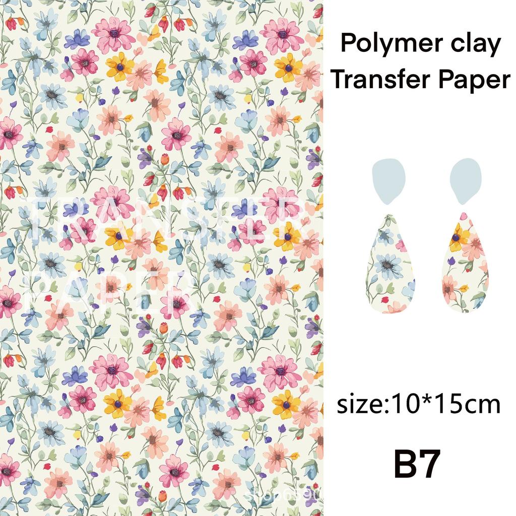 2 Stück weiches Keramik-Transferpapier der Serie „Naturblumen“ – geeignet für die Herstellung von handgefertigten DIY-Ohrringen und Schmuck