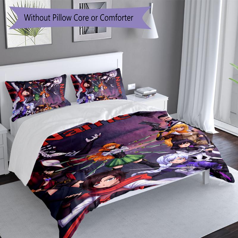 3pcs Custom Name RWBY Volume Bedding Set,Includes 1 Duvet Cover and 2 Pillowcases,All-season Bedroom Decor