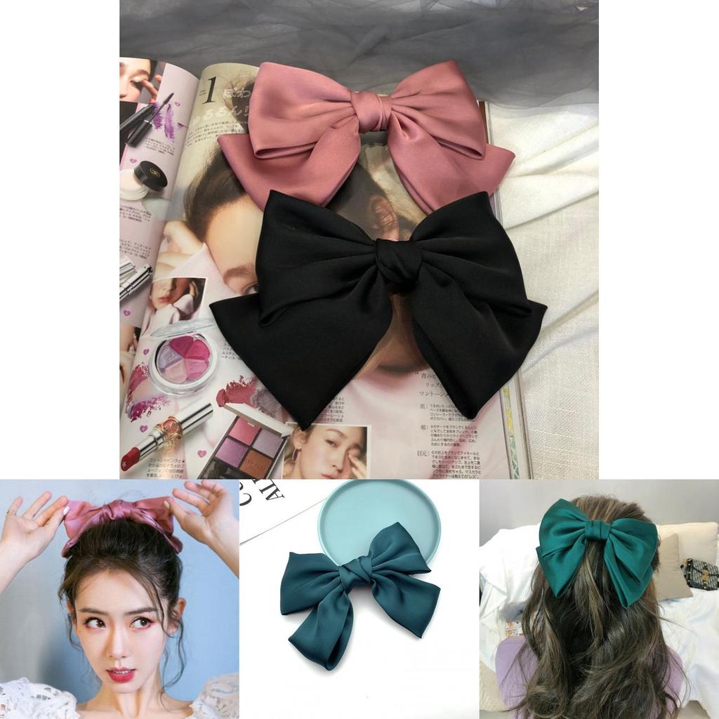Chic Satin Ribbon Hairpins With Large Bow For Stylish Women And Girls