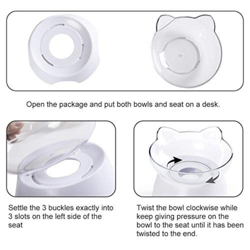 Stand Base Anti Spill  Cat Bowls Orthopedic Design Elevated Bowls Set  Puppy Feeding