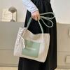 Solid Color Beach Shoulder Bag Balletcore Women Handbag Fashion Straw Woven Tote Bag  Ladies