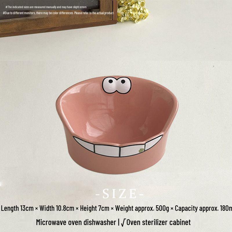 Ceramic Anti-Tip Slow Feeder Bowl for Pets: Slanted Cat Food, Water, or Dog Bowl with Large Diameter