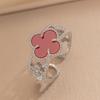 Fashion Ring Senior Sense of Light Luxury Four-leaf Clover Zirconia Ring Female Retro Opening Adjustable Ring